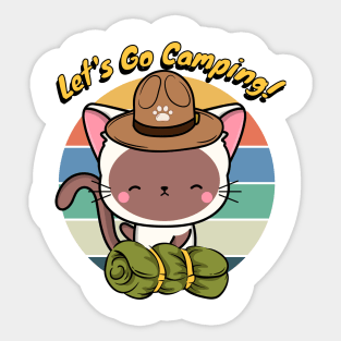 Cute White Cat Wants to go Camping Sticker